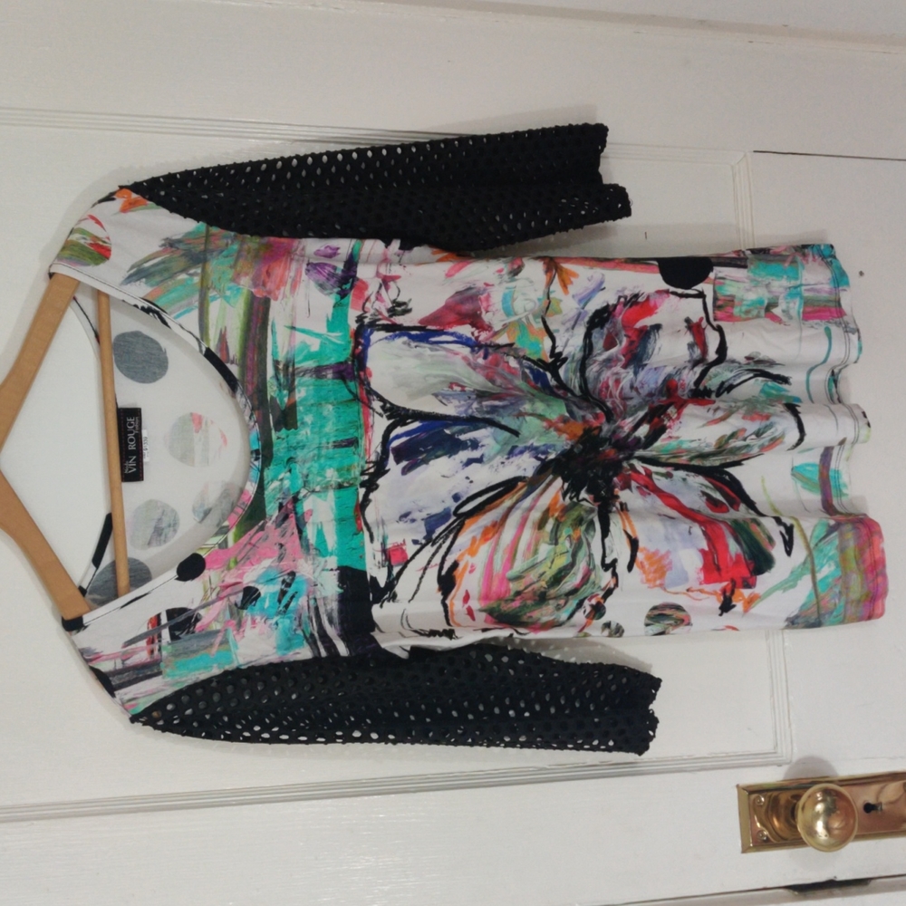 Mode Vin Rouge Fashion Art Design Blouse, M